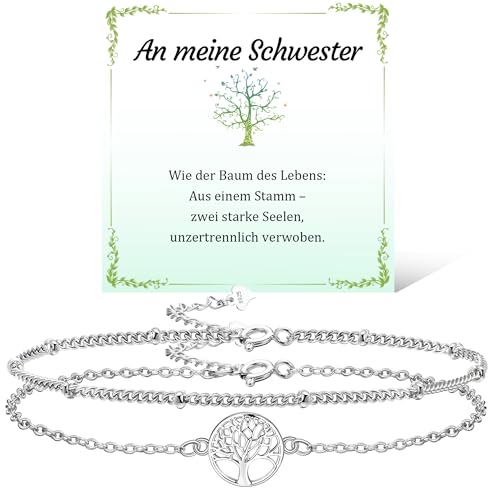 JANDY SHINE Lebensbaum Armband für Damen 925 Sterling Silber Valentinstag Muttertag Geburtstag Weihnachten Geschenk für Schwester Verstellbare 2 Stück JANDY SHINE Lebensbaum Armband für Damen 925 Sterling Silber Valentinstag Muttertag Geburtstag Weihnachten Geschenk für Schwester Verstellbare 2 Stück von JANDY SHINE
