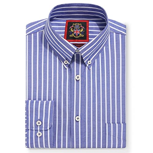 Das Elizabeth Bold Stripe Oxford-Hemd für Herren,Button-Down-Kragen,Arbeitsbüro oder Freizeitkleidung,Von Janeo British Apparel. (Denim Blue, M) von JANEO BRITISH APPAREL Nos Tibi Serviat UK Co