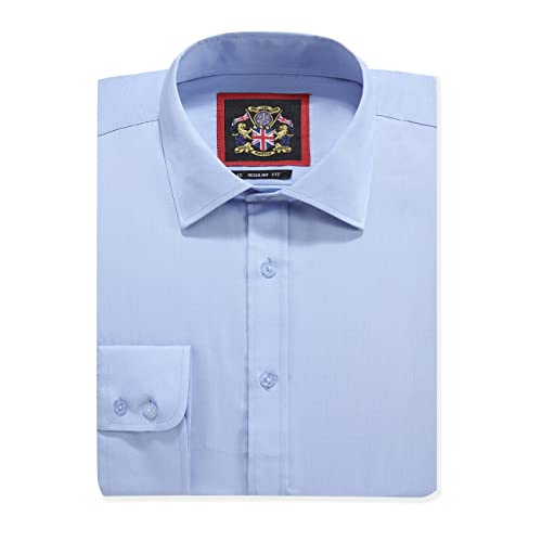 Einfarbige Regular Fit Herrenhemden,Langarm Business Formal Dress Hochzeit Arbeitshemd,Knopfmanschetten von Janeo British Apparel UK. Porcelain Blue, 20 inches von JANEO BRITISH APPAREL Nos Tibi Serviat UK Co