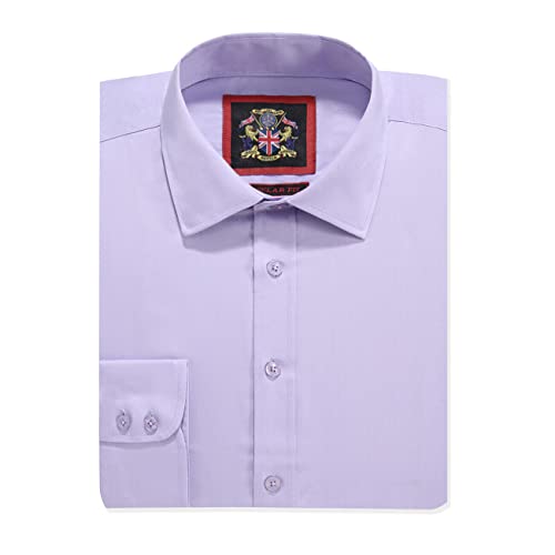 Einfarbige Regular Fit Herrenhemden,Langarm Business Formal Dress Hochzeit Arbeitshemd,Knopfmanschetten von Janeo British Apparel UK. Vibrant Lavender, 20 inches von JANEO BRITISH APPAREL Nos Tibi Serviat UK Co