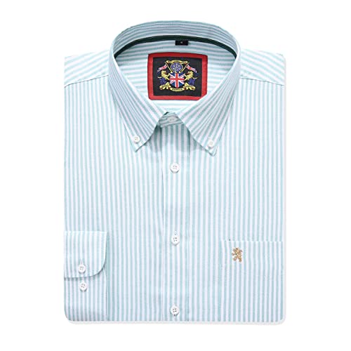 Gestreiftes Oxford-Hemd mit Langen Ärmeln für Herren. Kaufen Sie einzeln oder mit der passenden einfarbigen Farbe, 2er-Pack Paar. Der Kensington Button-Down-Kragen und Tasche. (1pc,Mint,M) von JANEO BRITISH APPAREL Nos Tibi Serviat UK Co