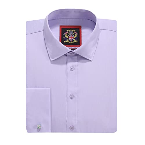 Janeo British Apparel Herren-Langarmhemd, normale Passform, Größen 47 bis 50, Einzel- und Doppelmanschette, lockerer Schnitt, Schwarz, Vibrant Lavender (Double), 36 von JANEO BRITISH APPAREL Nos Tibi Serviat UK Co