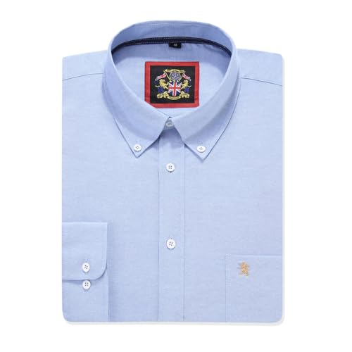 Oxford-Hemd mit Langen Ärmeln für Herren, Button-Down-Kragen und Tasche, Casual Office Work Weekender im englischen Stil. The English Oxford von Janeo British Apparel. (Plain Ocean Blue, MD) von JANEO BRITISH APPAREL Nos Tibi Serviat UK Co