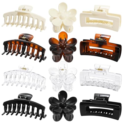 Große Haarklammern mit Blume, große Haarklammern für dickes Haar, große Haarklammern, quadratisch, matt, starker Halt für dünnes Haar, niedliche Haarspangen für Damen, 3 Stile, Haarklammer für dickes Große Haarklammern mit Blume, große Haarklammern für dickes Haar, große Haarklammern, quadratisch, matt, starker Halt für dünnes Haar, niedliche Haarspangen für Damen, 3 Stile, Haarklammer für dickes von JANFUN