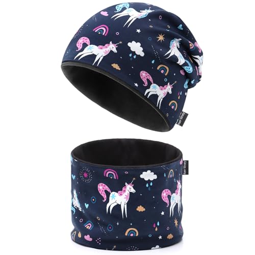 JANGANNSA Children's Beanie-Hat&Scarf Set for Girls Boys-Dino Excavator Kids Hat for Autumn Spring Winter 3-8 Years von JANGANNSA