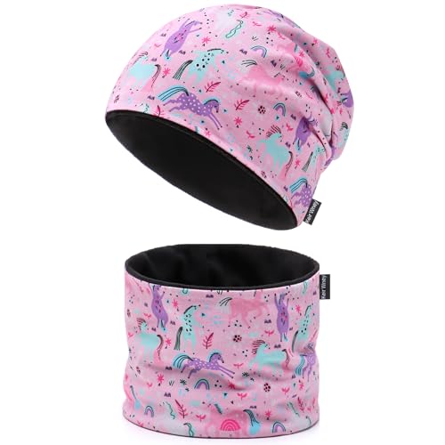 JANGANNSA Children's Beanie-Hat&Scarf Set for Girls Boys-Dino Excavator Kids Hat for Autumn Spring Winter 3-8 Years von JANGANNSA