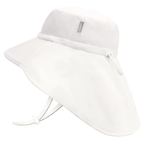 JANGANNSA Toddler Sun Hat Kids Beach Hat with Neck Flap Baby UV Protection Summer Hat Toddler Hat UPF 50+ Wide Brim Sut Hat Boys Girls（5-12T） von JANGANNSA