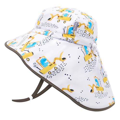 JANGANNSA Toddler Sun Hat Kids Beach Hat with Neck Flap Baby UV Protection Summer Hat Toddler Hat UPF 50+ Wide Brim Sut Hat Boys Girls（5-12T） von JANGANNSA