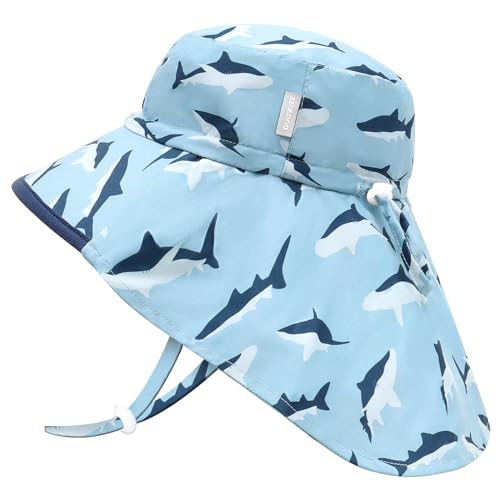 JANGANNSA Toddler Sun Hat Kids Beach Hat with Neck Flap Baby UV Protection Summer Hat Toddler Hat UPF 50+ Wide Brim Sut Hat Boys Girls（5-12T） von JANGANNSA