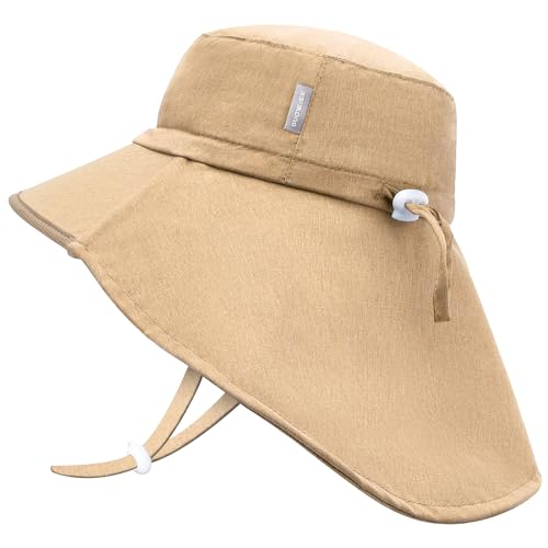 JANGANNSA Toddler Sun Hat Kids Beach Hat with Neck Flap Baby UV Protection Summer Hat Toddler Hat UPF 50+ Wide Brim Sut Hat Boys Girls（6-24M） von JANGANNSA