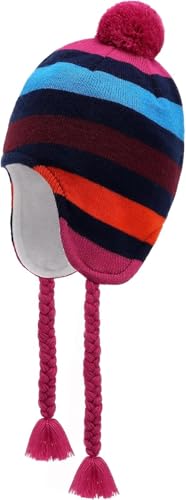 JANGANNSA Winter Peruvian Hat Earflap Fleece Lined Pompon Knit Hat Beanie for 3-5T Baby Girls von JANGANNSA