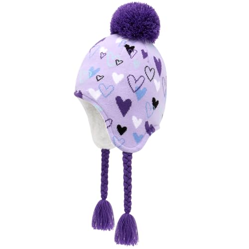JANGANNSA Winter Peruvian Hat Earflap Fleece Lined Pompon Knit Hat Beanie for 6-10T Baby Girls von JANGANNSA