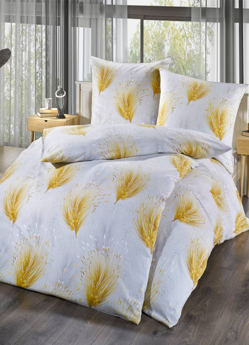 Bettwäsche-Garnitur in bügelleichter Qualität, Größe 112 (80/80 cm + 135/200 cm), Grau von JANINE