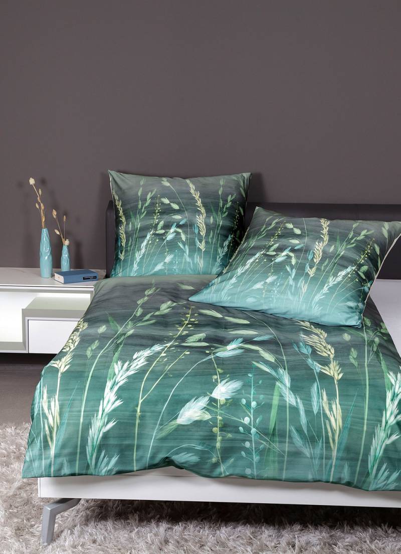 Bettwäsche-Garnitur mit Reißverschluss, Größe 115 (80/80 cm + 155/220 cm), Grün von JANINE