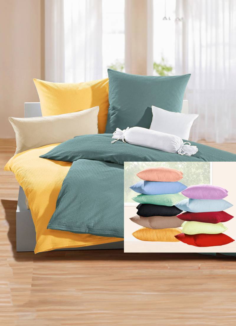 Janine Bettwäsche-Garnitur/ Kissenhüllen, Größe 115 ( 80/80 cm + 155/220 cm ), Schwarz von JANINE