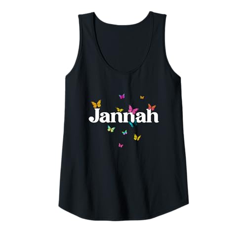 Damen Jannah - Schöner Mädchen Name mit bunten Schmetterlingen Tank Top von JANNAH Tochter Enkel Geburtstag Geschenkideen