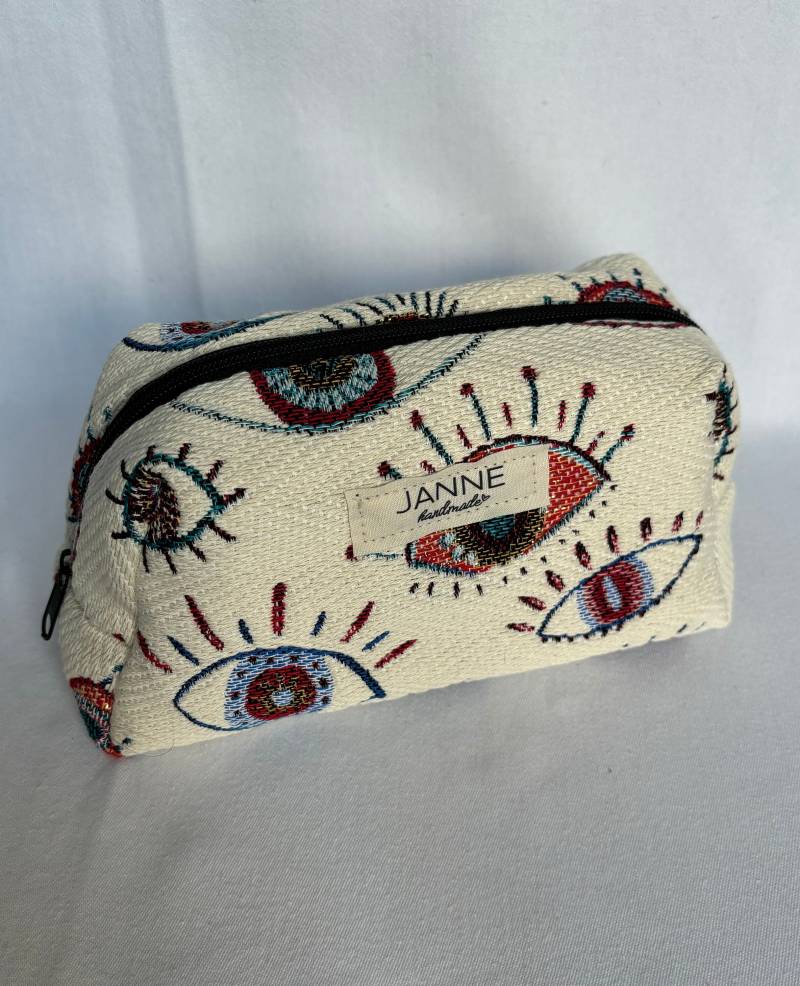 Kosmetiktasche Augen | Beige Bunt Kosmetiktasche Augen | Beige Bunt von JANNEhandmade