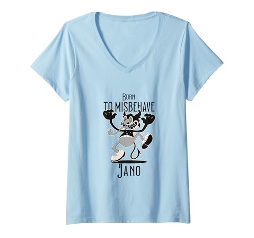Damen JANO - Jungen Name mit süßem Teufel - Born to Misbehave T-Shirt mit V-Ausschnitt Damen JANO - Jungen Name mit süßem Teufel - Born to Misbehave T-Shirt mit V-Ausschnitt von JANO Sohn Enkel Geburtstag Geschenkideen