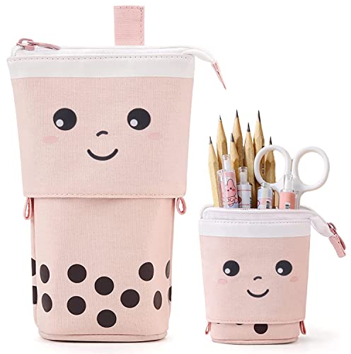 JANREAY Federmäppchen 2-in-1, Teleskopisches Federmäppchen, Federtasche Mädchen, Pop-Up Bleistifthalter, Schüttelpenal Teenager, für Geschenke 7 8 9 10 11 12 Jahre Rosa von JANREAY