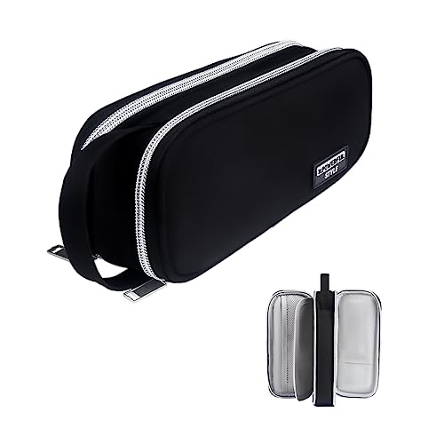 JANREAY Federmäppchen mit großer Kapazität, 3 Fächer, Federtasche Schreibwaren Stift Tasche für Schule, Büro, Damen, Studenten (Schwarz) von JANREAY