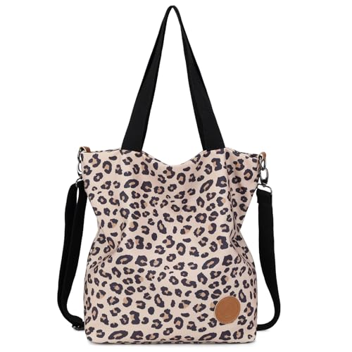 JANSBEN Damen Canvas Handtasche Schultertasche Casual Multifunktionale Umhängetaschen Groß für Arbeit Schule Shopper Lässige täglich von JANSBEN