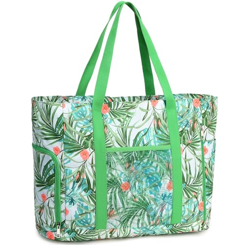 JANSBEN Strandtasche XXL Familie mit Schuhfach - Badetasche Damen Große mit Reißverschluss Wasserdicht Sanddicht Beach Bag Leichte Shopper Schultertasche Schwimmtasche für Strand Reisen Grün JANSBEN Strandtasche XXL Familie mit Schuhfach - Badetasche Damen Große mit Reißverschluss Wasserdicht Sanddicht Beach Bag Leichte Shopper Schultertasche Schwimmtasche für Strand Reisen Grün von JANSBEN