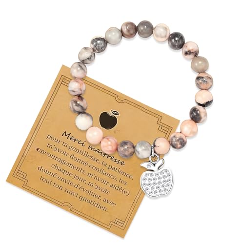 JAONLD Naturstein Armband Damen Heilsteine für Damen Edelstein Anhänger,Chakra Yoga Bergkristall Armband Rosenquarz Edelstein für Frauen Teenage Mädchen(Weiß-Rosa Achat) von JAONLD