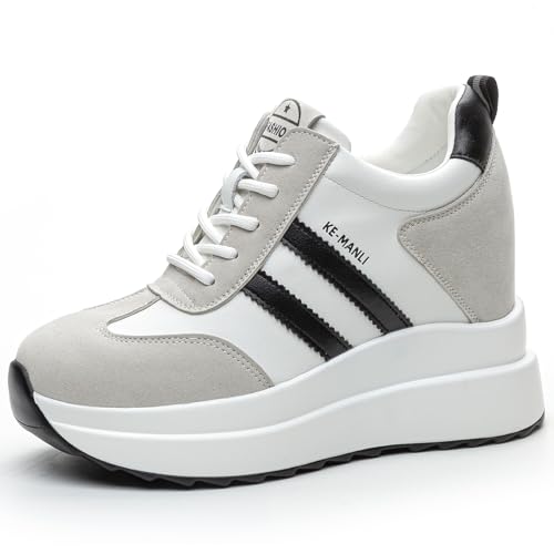 JAOOUU Damen Sneaker Wedges Heel 10cm Platform Casual Shoes Trainers with Keilabsatz Comfortable Freizeitschuhe Non-Slip Laufschuhe Grau 38EU von JAOOUU