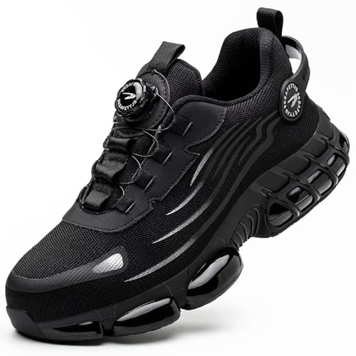 JAOOUU Sicherheitsschuhe Herren Arbeitsschuhe Damen Unisex Industrie Schuhe Leicht Atmungsaktiv mit Schnellverschluss Drehverschluss Stahlkappenschuhe S3 Explorer 3.0 Schwarz 40EU von JAOOUU