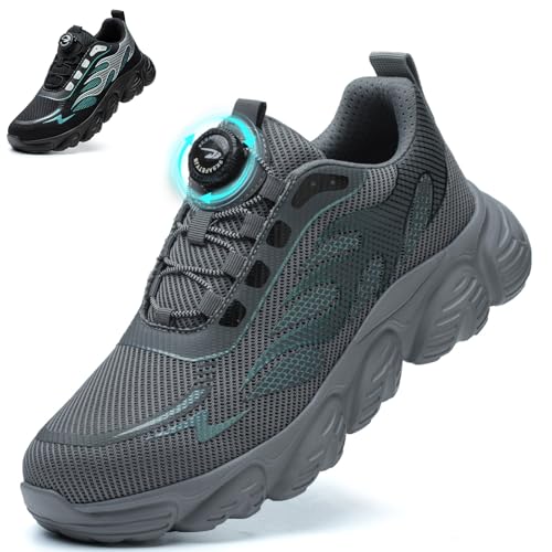 JAOOUU Sicherheitsschuhe Herren Arbeitsschuhe Damen Leicht Atmungsaktiv mit Schnellverschluss Drehverschluss S3 Explorer 3.0 Unisex Industrie Schuhe Dunkelgrau 39EU von JAOOUU