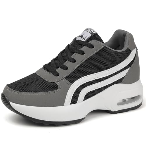 JAOOUU Sneaker mit Keilabsatz Damen Sneaker 9CM Wedges Leicht Sportschuhe Turnschuhe Freizeitschuhe Bequeme Atmungsaktive Mesh Laufschuhe Dunkelgrau 37 EU JAOOUU Sneaker mit Keilabsatz Damen Sneaker 9CM Wedges Leicht Sportschuhe Turnschuhe Freizeitschuhe Bequeme Atmungsaktive Mesh Laufschuhe Dunkelgrau 37 EU von JAOOUU