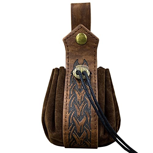 JAOYU Mittelalterliche Kunstleder Tasche Vintage Mittelalterliche Kordelzug Tasche Leder Gürtel Tasche Taille Pack Leder Renaissance Tasche für Männer Frauen von JAOYU