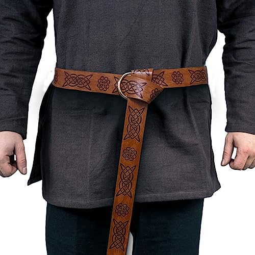 JAOYU Renaissance Gürtel Herren Leder O Ring Gürtel Mittelalterlicher Wikinger Gürtel Steampunk Zubehör für Frauen Wikinger Kostüm Ritter Gürtel von JAOYU