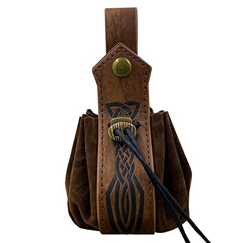 JAOYU Renaissance Gürteltasche Leder Kordelzug Tasche Steampunk Gürteltasche Mittelalterliche Ledertaschen für Männer Frauen LARP Zubehör von JAOYU