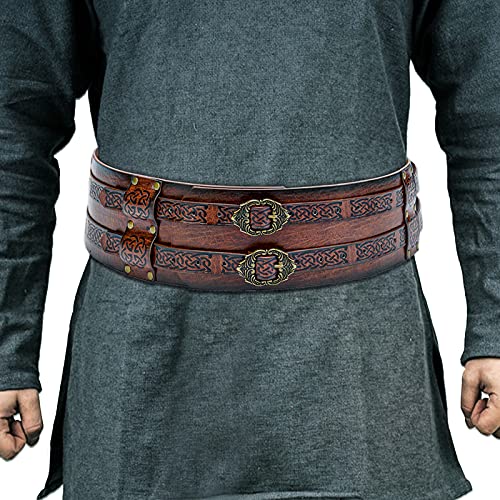 JAOYU Viking Gürtel Renaissance Gürtel Herren Mittelalterliche Wikinger Gürtel Kostüm Gürtel Keltische Leder Ritter Gürtel LARP Halloween Zubehör von JAOYU