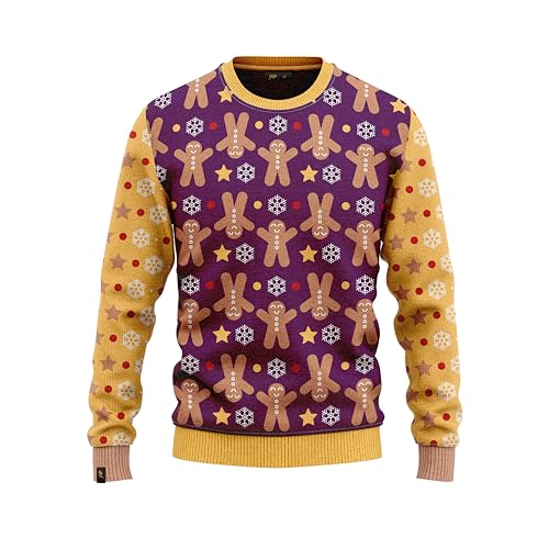 JAP Christmas Lebkuchen - Lustiger Hässlicher Weihnachtspullover Für Damen und Herren Ugly Christmas Sweater - Gelb S von JAP Christmas
