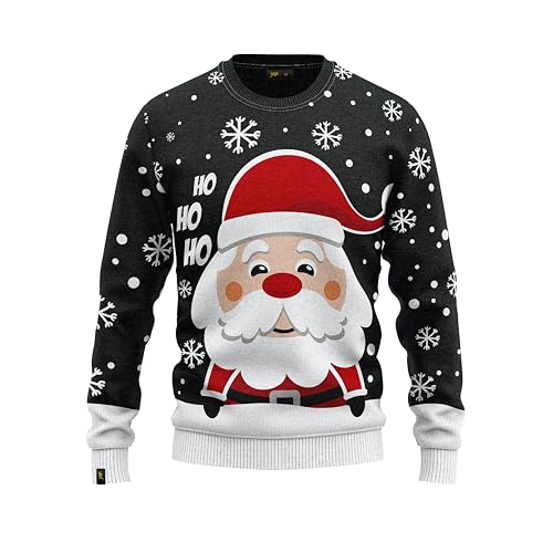 JAP Christmas Santa - Lustiger Hässlicher Weihnachtspullover Für Damen und Herren Ugly Christmas Sweater - Schwarz 3-4Y von JAP Christmas