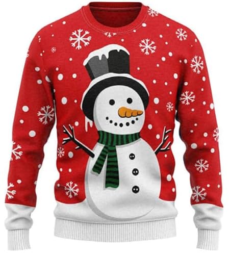 JAP Christmas Schneemann - Lustiger Hässlicher Weihnachtspullover Für Damen und Herren Ugly Christmas Sweater - Rot 3XL von JAP Christmas
