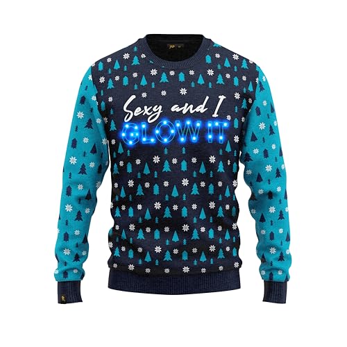 JAP Christmas Sexy and i Glow it mit LED Lampe - Lustiger Hässlicher Weihnachtspullover Für Damen und Herren Ugly Christmas Sweater - XL von JAP Christmas