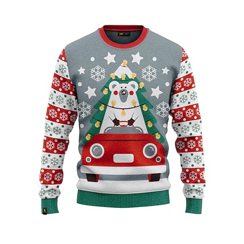 JAP Eisbär im Auto - Lustiger Hässlicher Weihnachtspullover Für Damen und Herren Ugly Christmas Sweater - 4-5Y von JAP Christmas