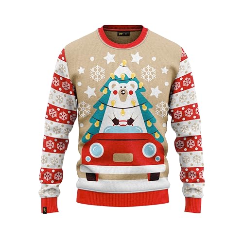 JAP Eisbär im Auto - Lustiger Hässlicher Weihnachtspullover Für Damen und Herren Ugly Christmas Sweater - 9-10Y von JAP Christmas