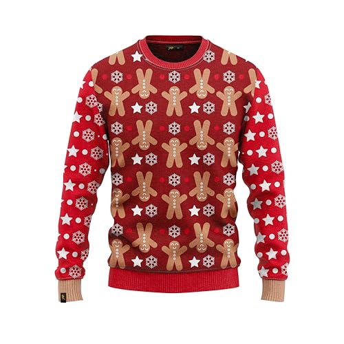 JAP Christmas Lebkuchen - Lustiger Hässlicher Weihnachtspullover Für Damen und Herren Ugly Christmas Sweater - Rot 3XL von JAP Christmas