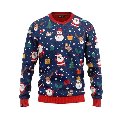 JAP Christmas Schneemann und Weihnachtsmann - Lustiger Hässlicher Weihnachtspullover Für Damen und Herren Ugly Christmas Sweater - 11-13Y von JAP Christmas