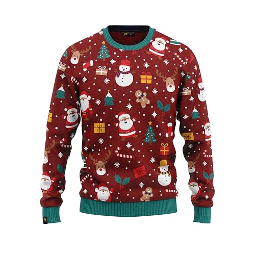 JAP Christmas Schneemann und Weihnachtsmann - Lustiger Hässlicher Weihnachtspullover Für Damen und Herren Ugly Christmas Sweater - 9-10Y von JAP Christmas