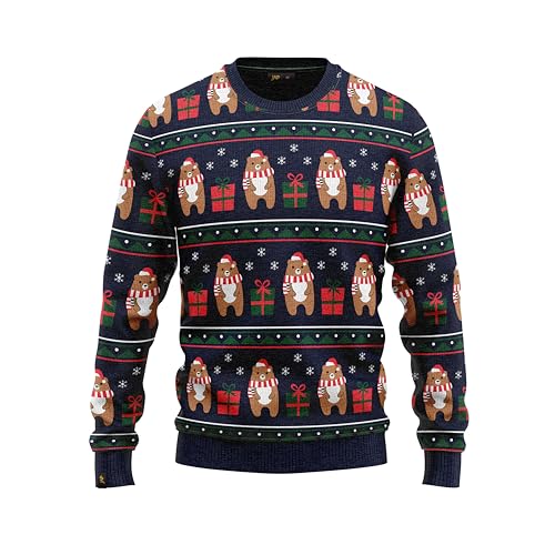 JAP Christmas Bär und Geschenk - Lustiger Hässlicher Weihnachtspullover Für Damen und Herren Ugly Christmas Sweater - 4XL von JAP Christmas