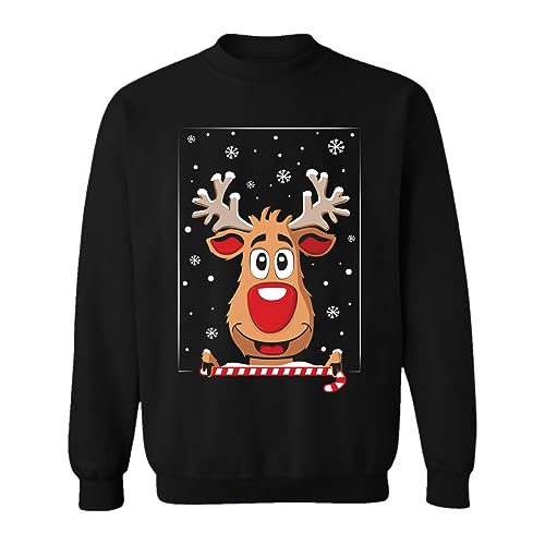 JAP Rudolf das Rentier Schwarz- Lustiger Hässlicher Weihnachtspullover Für Damen und Herren Ugly Christmas Sweater - S von JAP Christmas