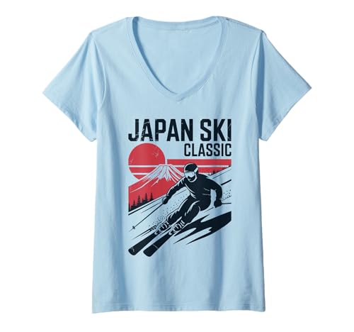 Damen Japan SKI Classic - Japan Ski Nagano Ski Skifahrer T-Shirt mit V-Ausschnitt Damen Japan SKI Classic - Japan Ski Nagano Ski Skifahrer T-Shirt mit V-Ausschnitt von JAPAN SKI CLASSIC X Japan Ski Nagano Ski Skifahrer