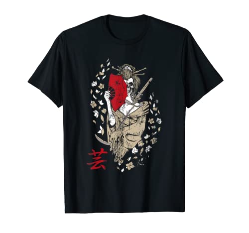 Geisha girl mask skull of death Traditional Japan T-Shirt von >> JAPANESE STYLE CLOTHES HERE <<