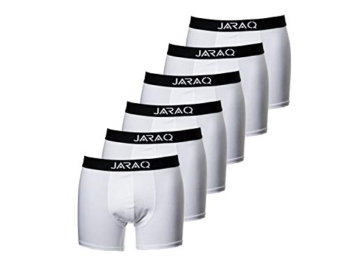 JARAQ Bambus Herren Unterhose Boxershorts 6er Pack Perfekte Passform Anti Loch (2002 - weiß, L) von JARAQ