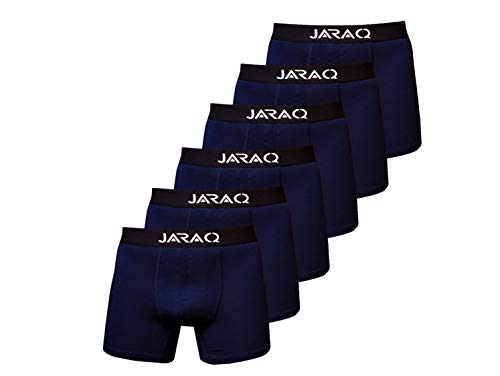 JARAQ Bambus Boxershorts Unterwäsche Herren Perfekte Passform & Bequem Weiches Material 6er Pack Boxershorts mit langem Bein Unterhosen für Männer ohne kratzendes Etikett (2003 - blau, XXL) von JARAQ